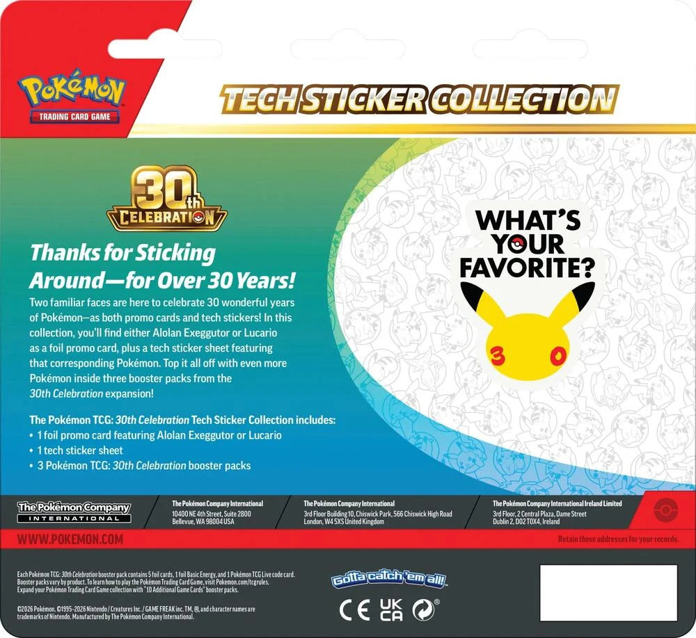 Pokémon TCG: 30th Celebration Tech Sticker Collection